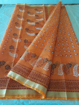 Kota Doria block print sarees orange