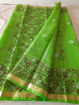 Kota Doria block print sarees green