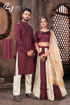 Ethnic Couple Combo Dress - Burgundy