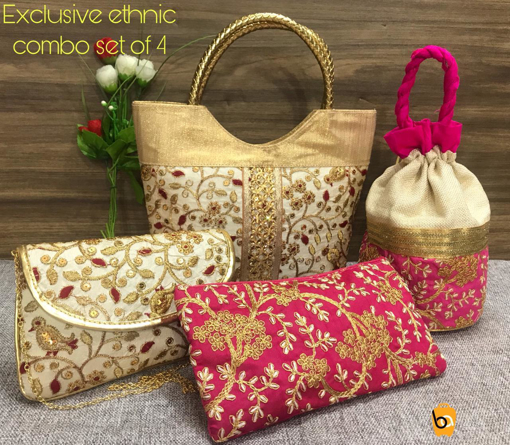 getrouwd Catena Kampioenschap Buy ethnic beautiful handbags clutches bags 4 pc Combo Set For Women Online  at Best Prices on UdaipurBazar.com - Shop online women fashion,  indo-western, ethnic wear, sari, suits, kurtis, watches, gifts.