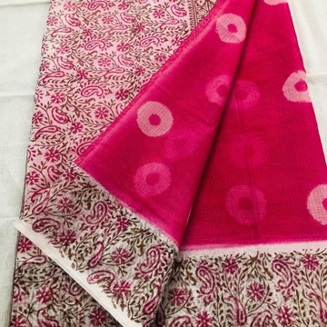 Kota doria hand-block print sarees for women 