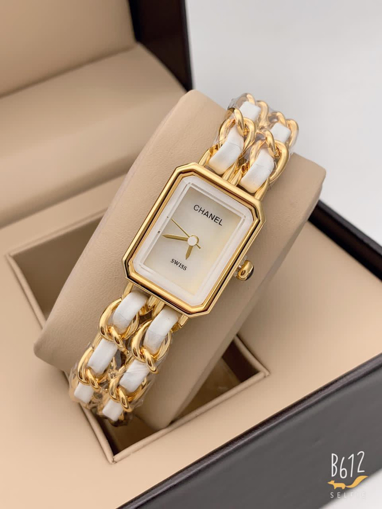 Chanel White Analog Watch with gold chain