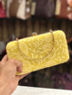 Chikankari embroidered clutch - Yellow
