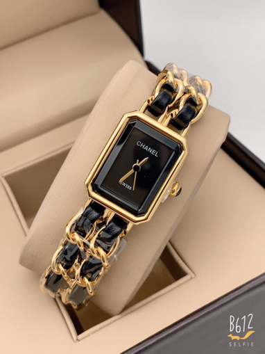 Chanel Black Analog Watch for her - Gold