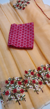 Kota cotton woven saree with unstitched blouse