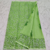 Kota Doria floral block print cotton saree - Green