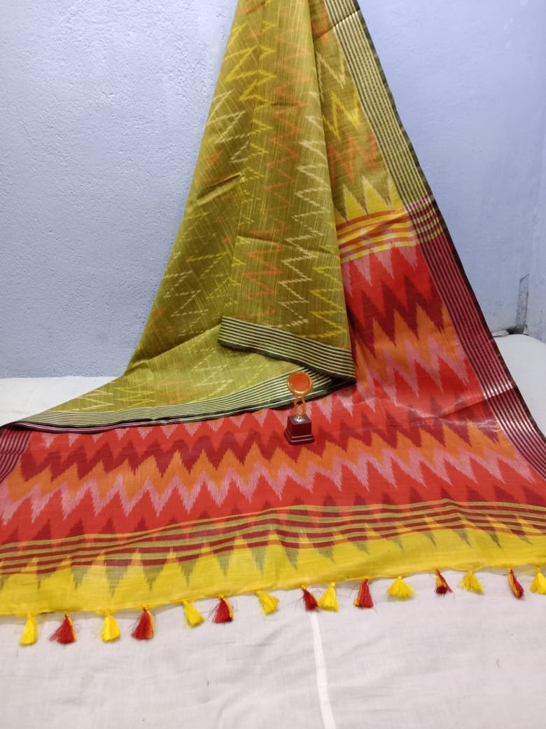 Latest Ikkat print cotton saree for summers online at best price at