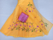 Kota Doria Saree with Floral Embroidery Online - Yellow