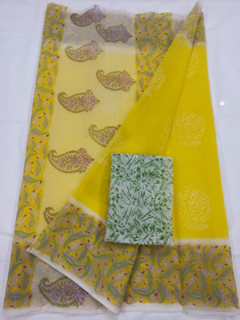  Kota doria block print sarees for women