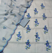 Kota Doria Embroidery Dress Material - Pigeon Blue