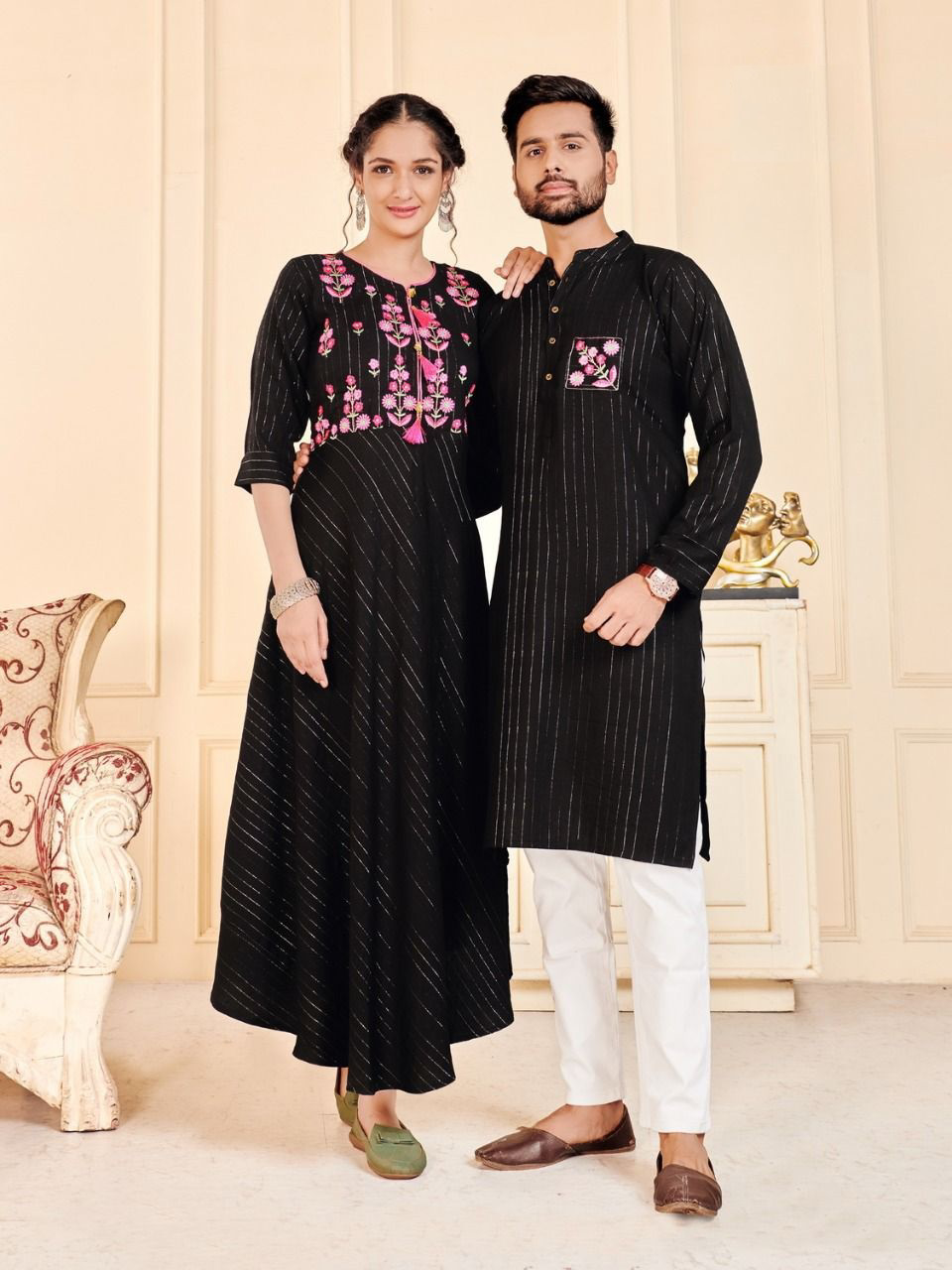 Matching dress for couples, Lady's gown and Kurta Pajama Shop online