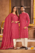 Matching Couple dress (Lakhnavi work Lady's & Men's Kurta Red Color)