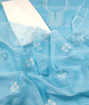 Kota doria embroidery dress material with dupatta in sky blue