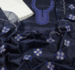 Kota doria embroidery dress material with dupatta in navy blue