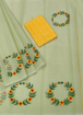 Kota Doria Embroidery Saree With Contrast Blouse 