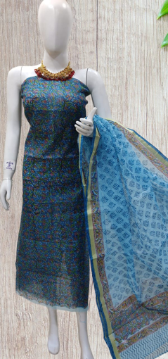 Kota Doria Cotton Kalamkari Print Salwar Dress Material