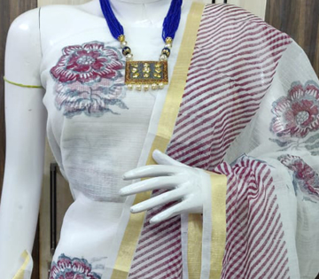 Hand block print cotton salwar suit dress material Kota Doria fabric