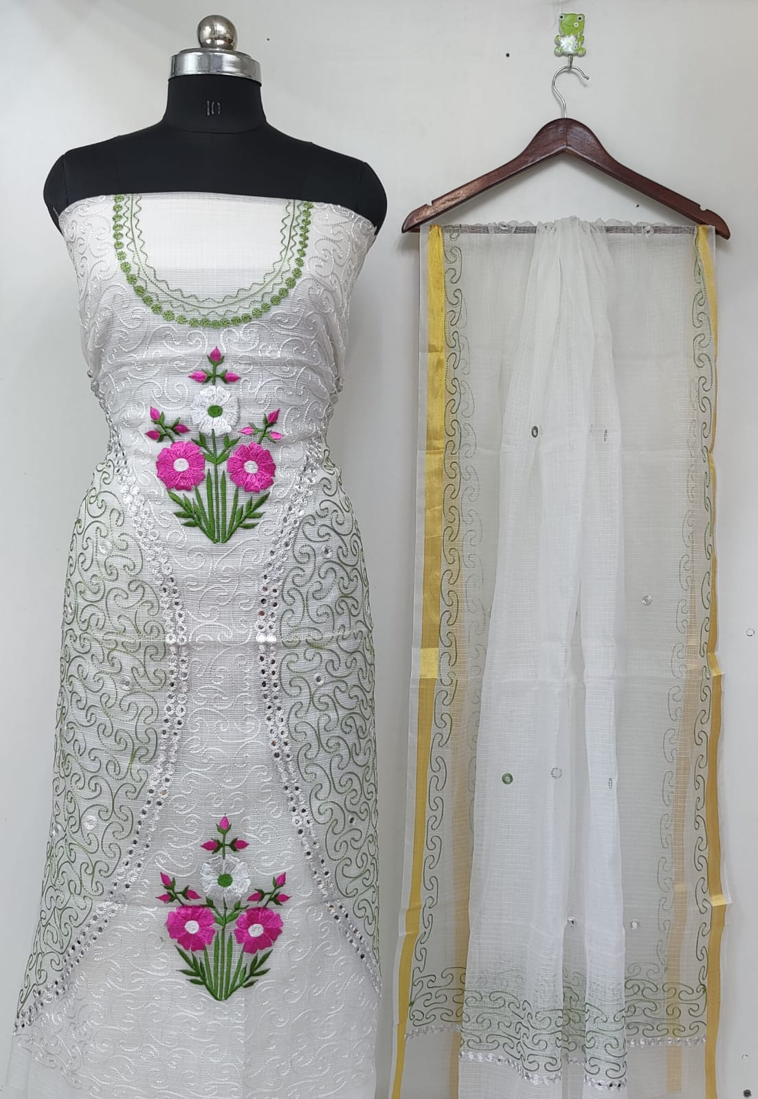 Grey CHIKANGARI KOTA DORIA  EMBROIDERY WORK SUIT main image 1