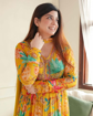 Yellow Colour Premium Chinon Alia Cut Dresses