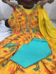 Heavy Georgette Ruffle Digital Print Gown with Dupatta