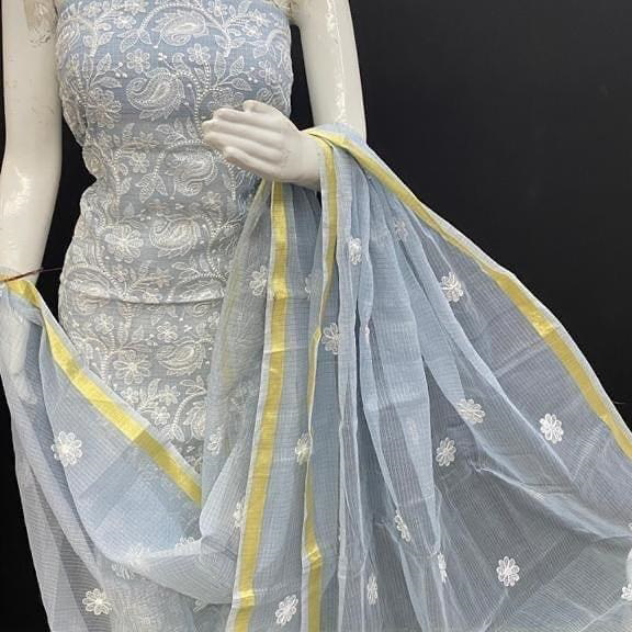 Grey CHIKANGARI KOTA DORIA  EMBROIDERY WORK SUIT