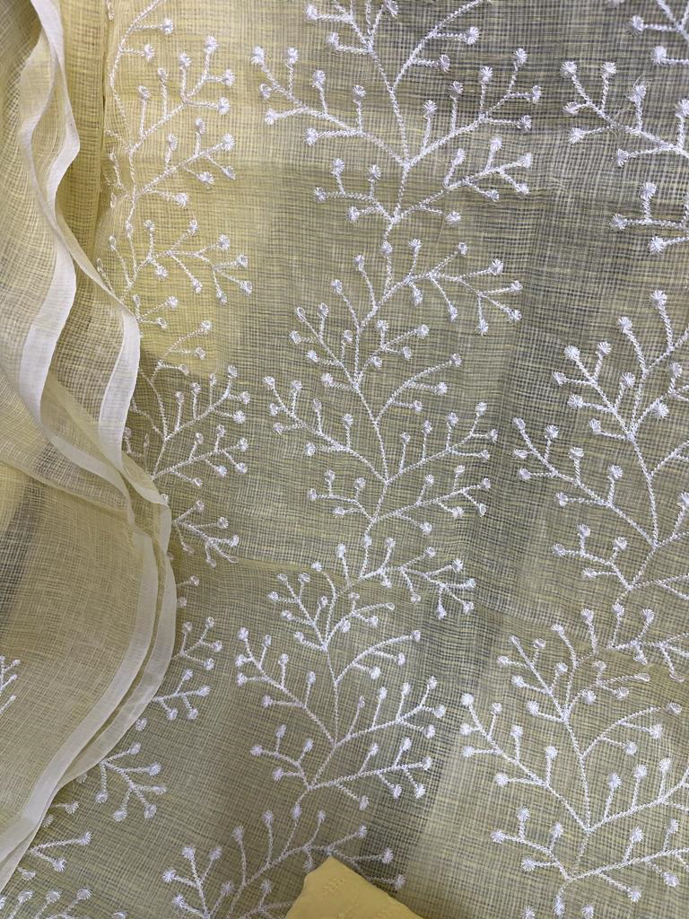 Sky Blue KOTA DORIA CHIKANGARI EMBROIDERY WORK DRESS MATERIAL