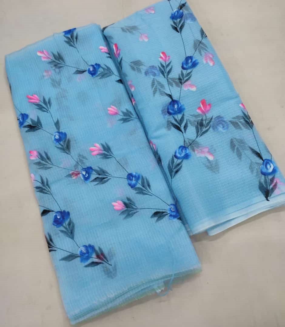 Designer Pink Flower Hand block Print Kota doria Suit main image 0