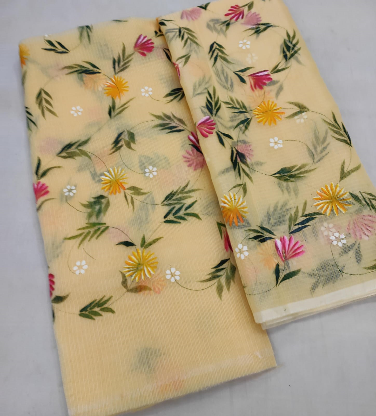 DESIGNER Green Pastel FLOWER HAND BLOCK PRINT KOTA DORIA SUIT main image 0