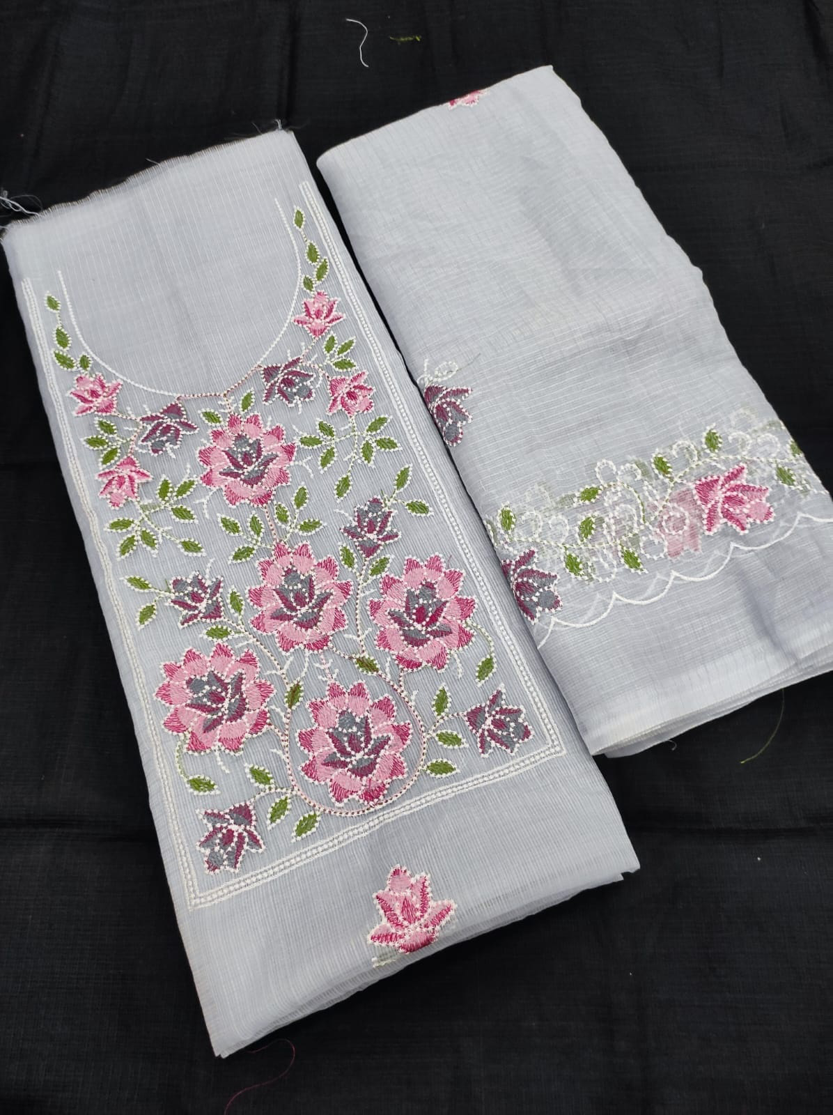 Light Skin KOTA DORIA CHIKANGARI EMBROIDERY WORK SUIT