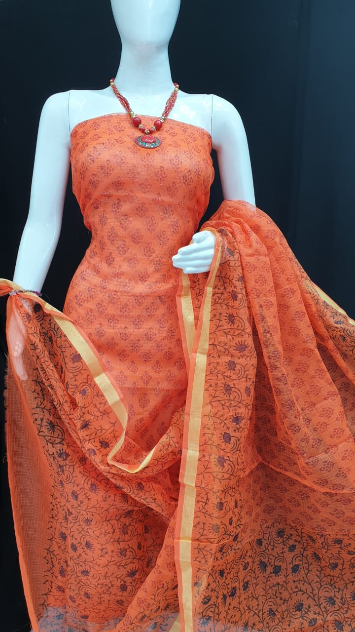 Kota Doria Hand Block Printed Suit - Design No. 17 main image 0