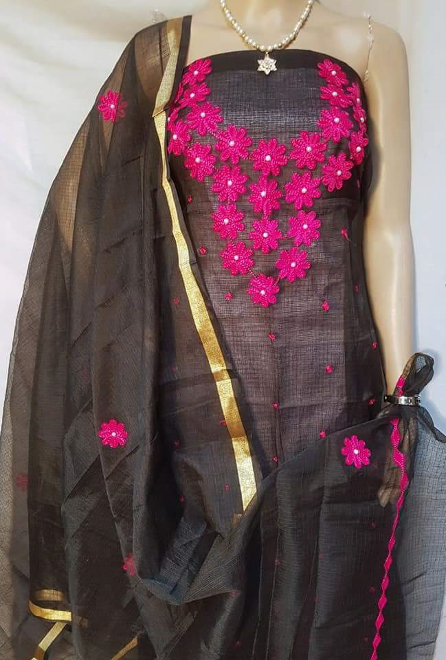 Anaari Colour Pure Cotton Designer embroidered A-line Suit with Beautiful Kota Doria Duppata main image 0