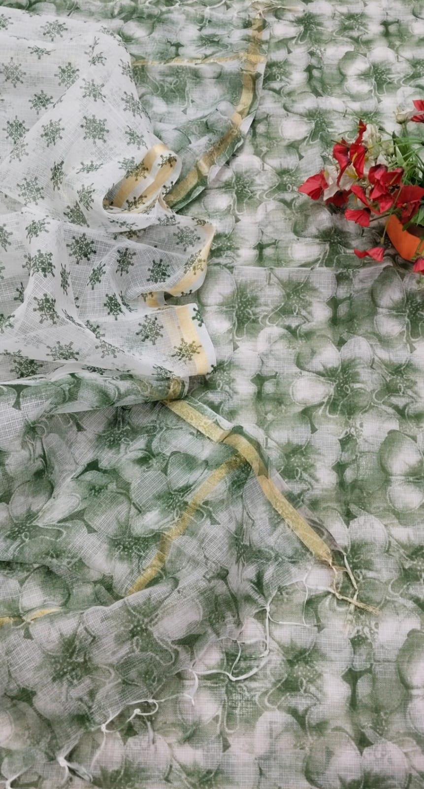 Royal Designer Handblock Printed Cotton Kota Doria un-stitched Suit With Dupatta main image 1