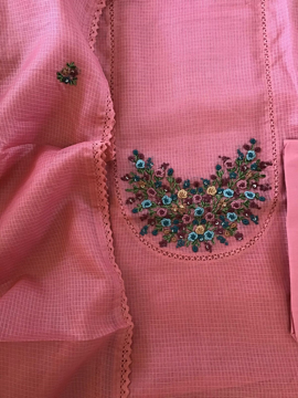 	soft kota silk embroidery suit