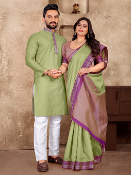 Couple dress in light green